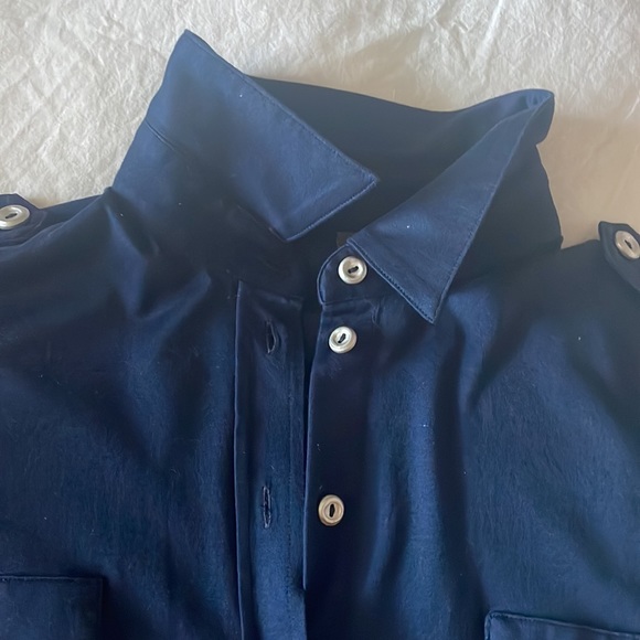 Josh Goot navy blue Button down long sleeve shirt size M - Picture 6 of 8